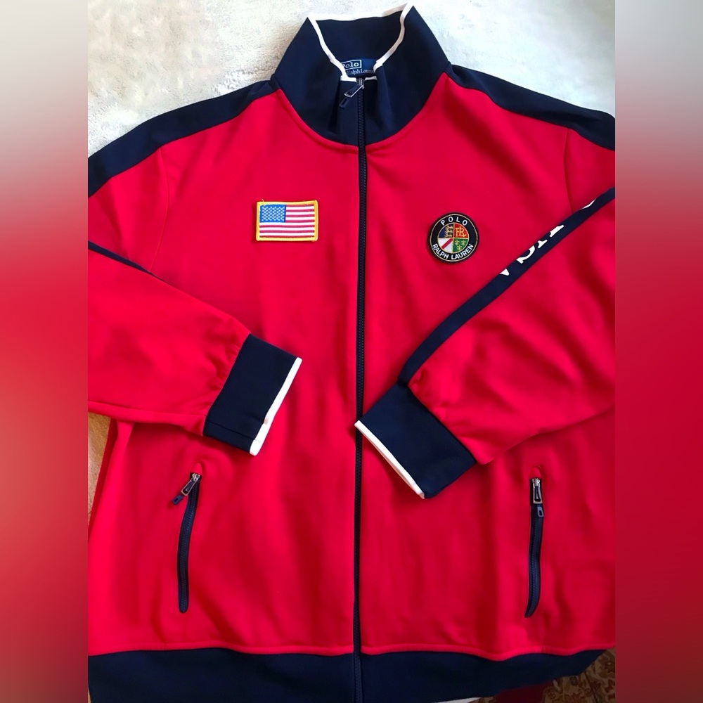 CUSTOMIZED-Polo Ralph Lauren Cookie Crest Red Performance Track Jacket-Polo USA